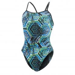 Swim Shop Dolfin Reliance Hive Blue/Green V Back