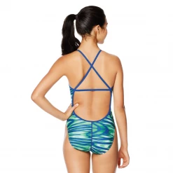 Speedo Pro LT Wave Wall Blue/Green Crossback Swim Shop